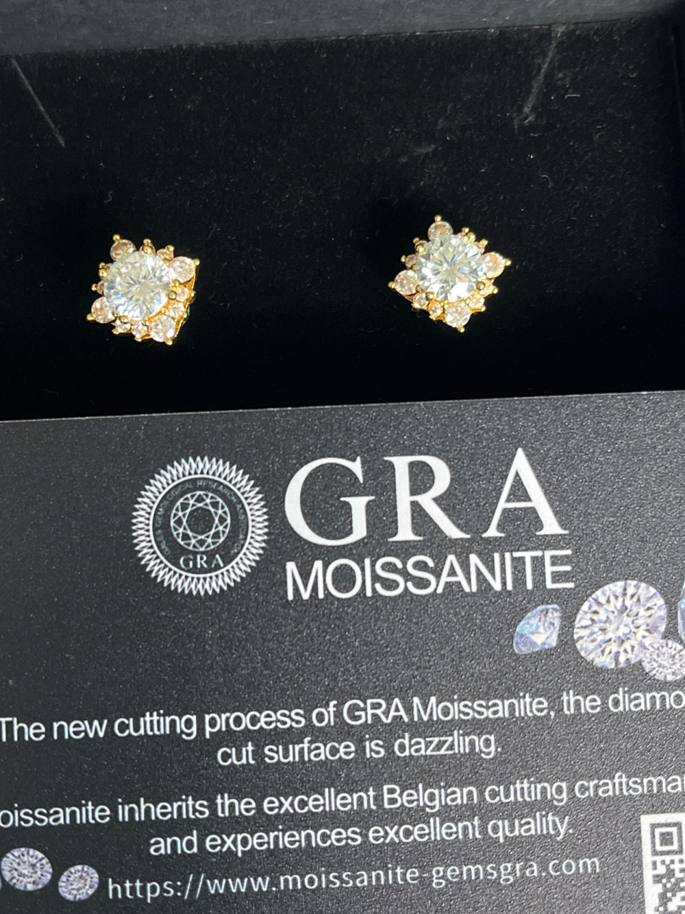 Gold Stud Earrings in Clear White